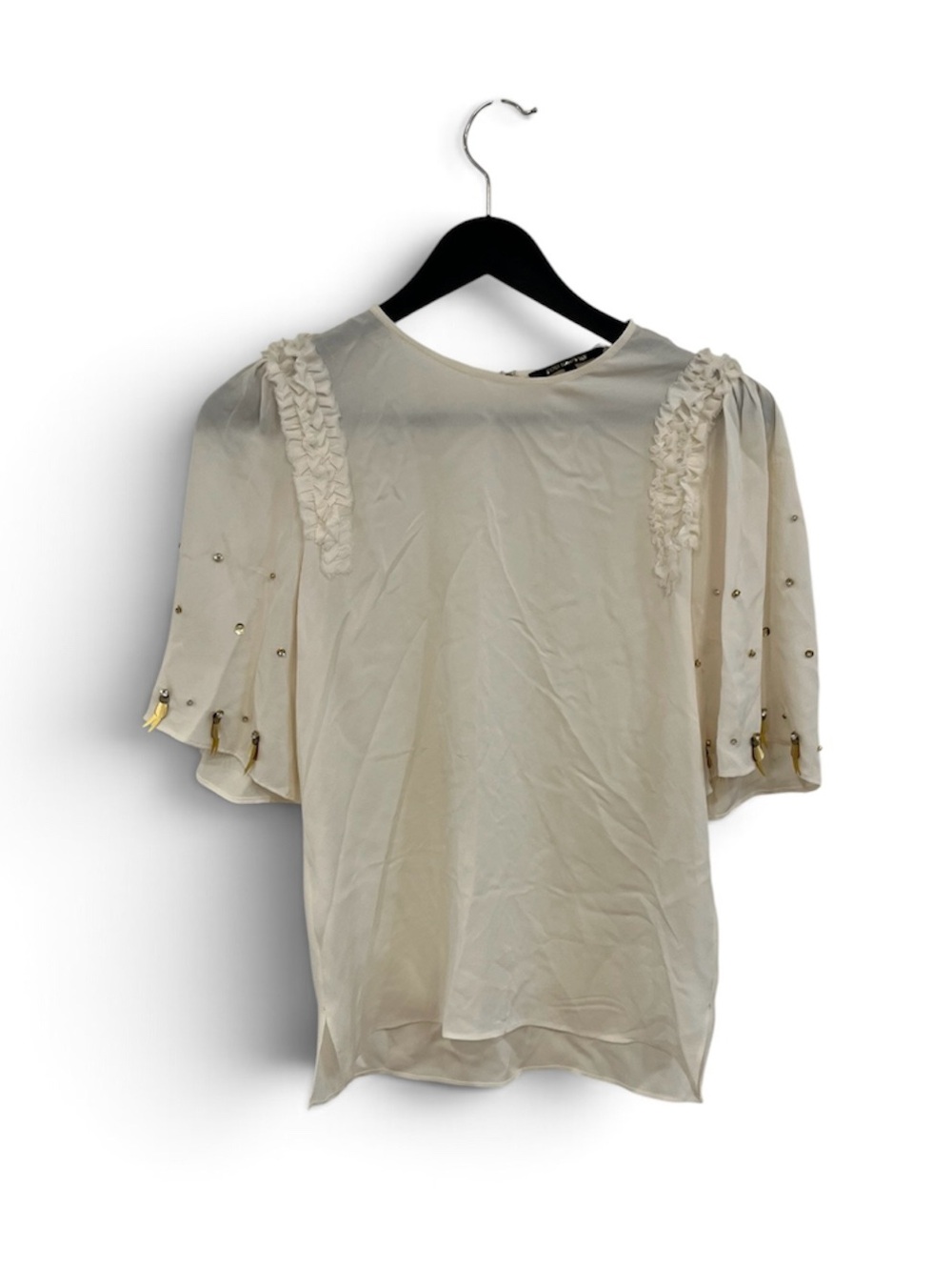 Kobi Halperin Cream Puff Sleeve Blouse with Gold Accents